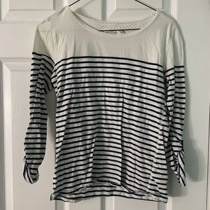 White and Navy Stripped L.O.G.G. Long-Sleeved Shirt